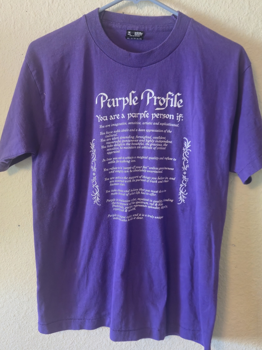 Vintage 80s Purple Profile T-Shirt FOTL USA Medium